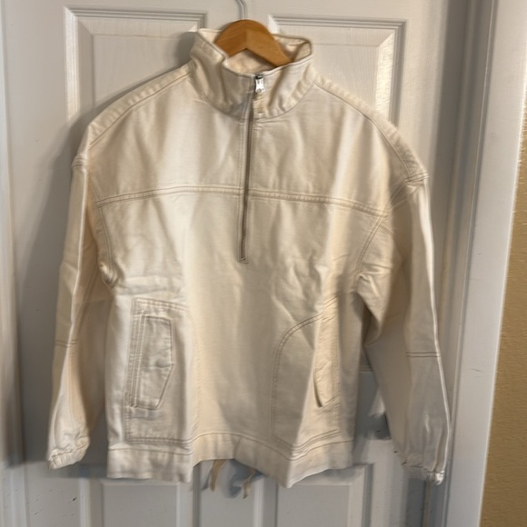 LDND Denim Cassie Randolf 1/2 Zip Cream Denim Jacket Oversized 100% Organic - Picture 8 of 8